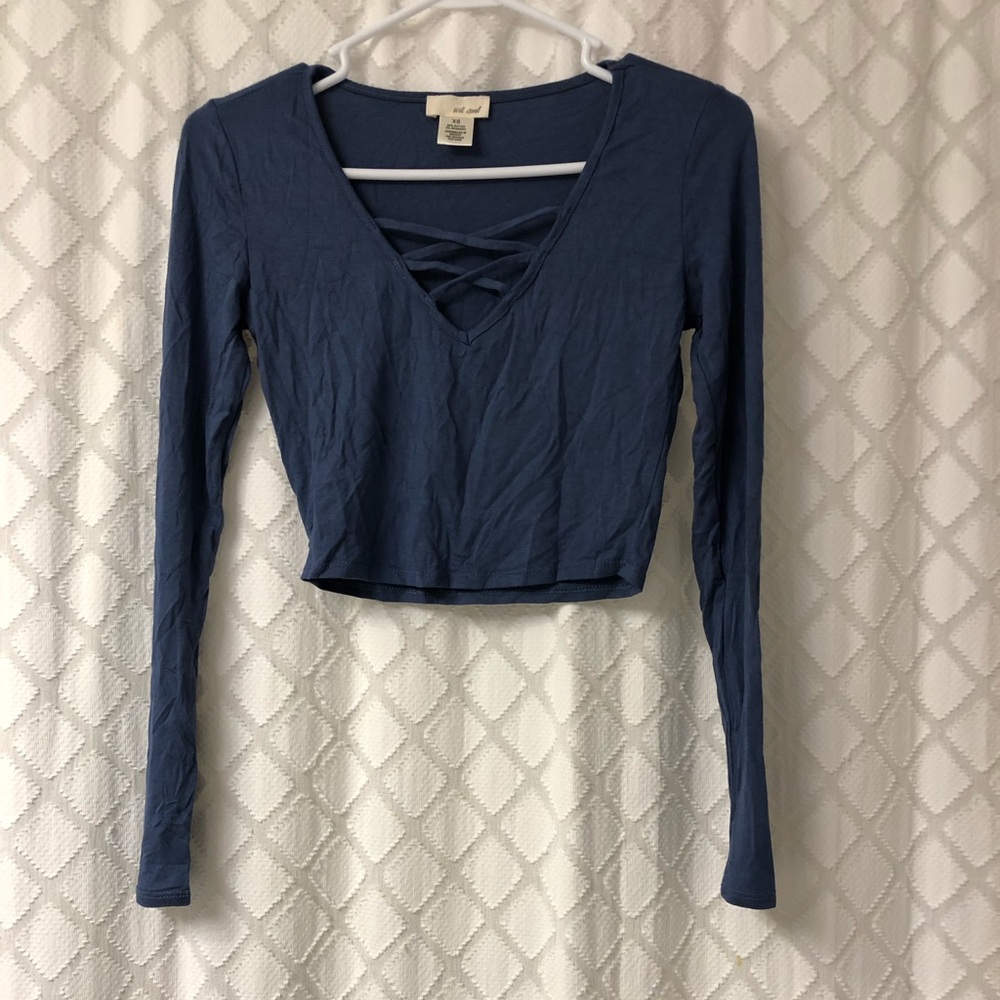 Wet Seal Long Sleeve Cross Crop Top